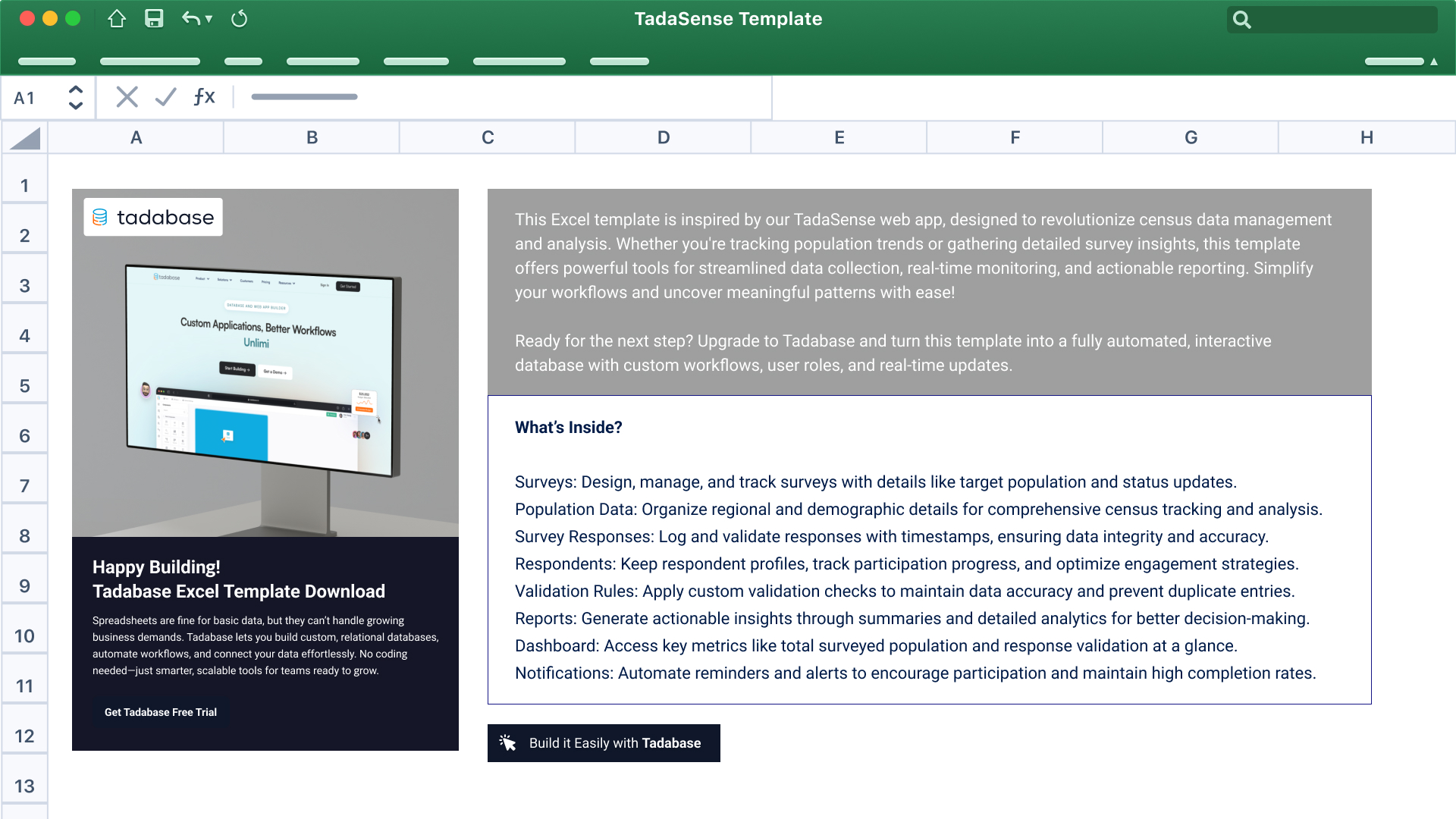 TadaSense Revenue Tracking Spreadsheet Template