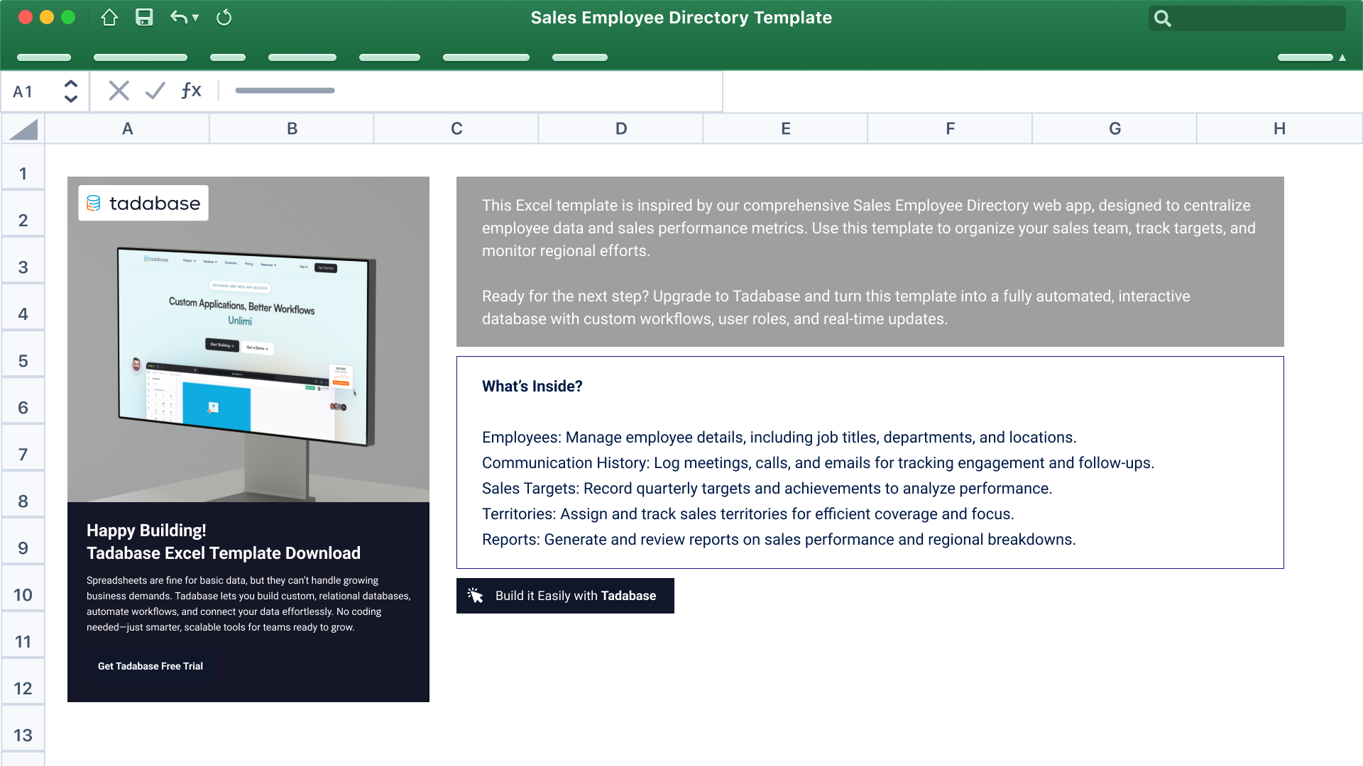 Sales Employee Directory Spreadsheet Template