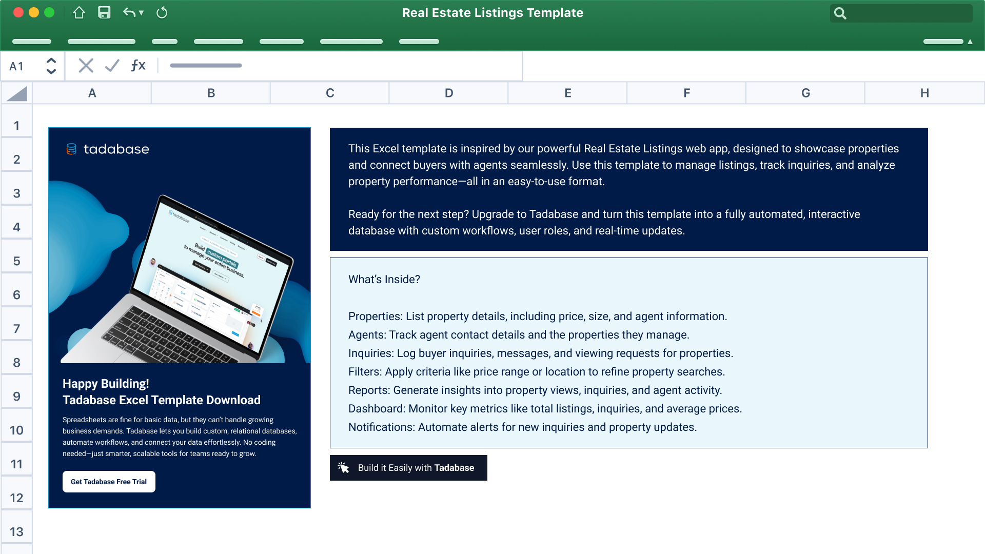 Real Estate Listings Spreadsheet Template
