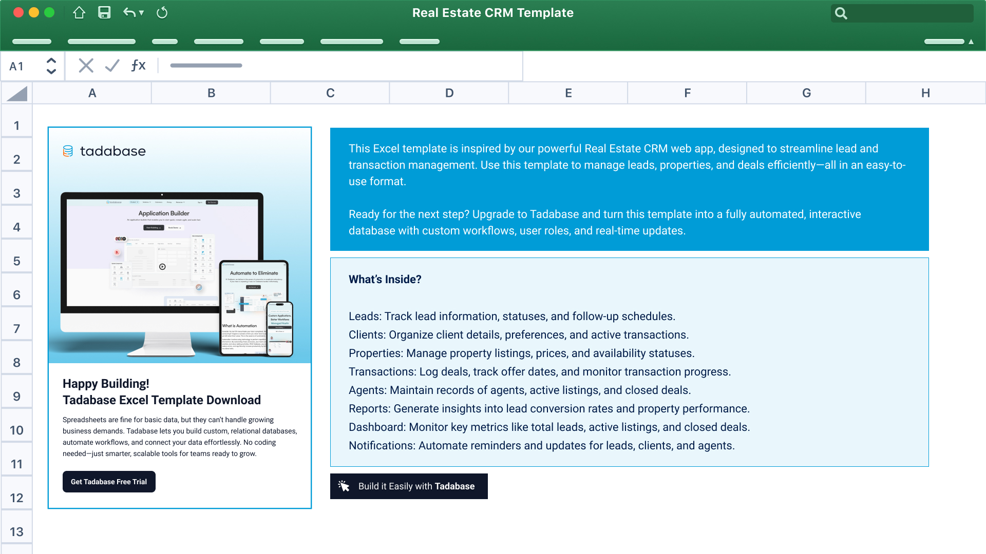 Real Estate CRM Spreadsheet Template