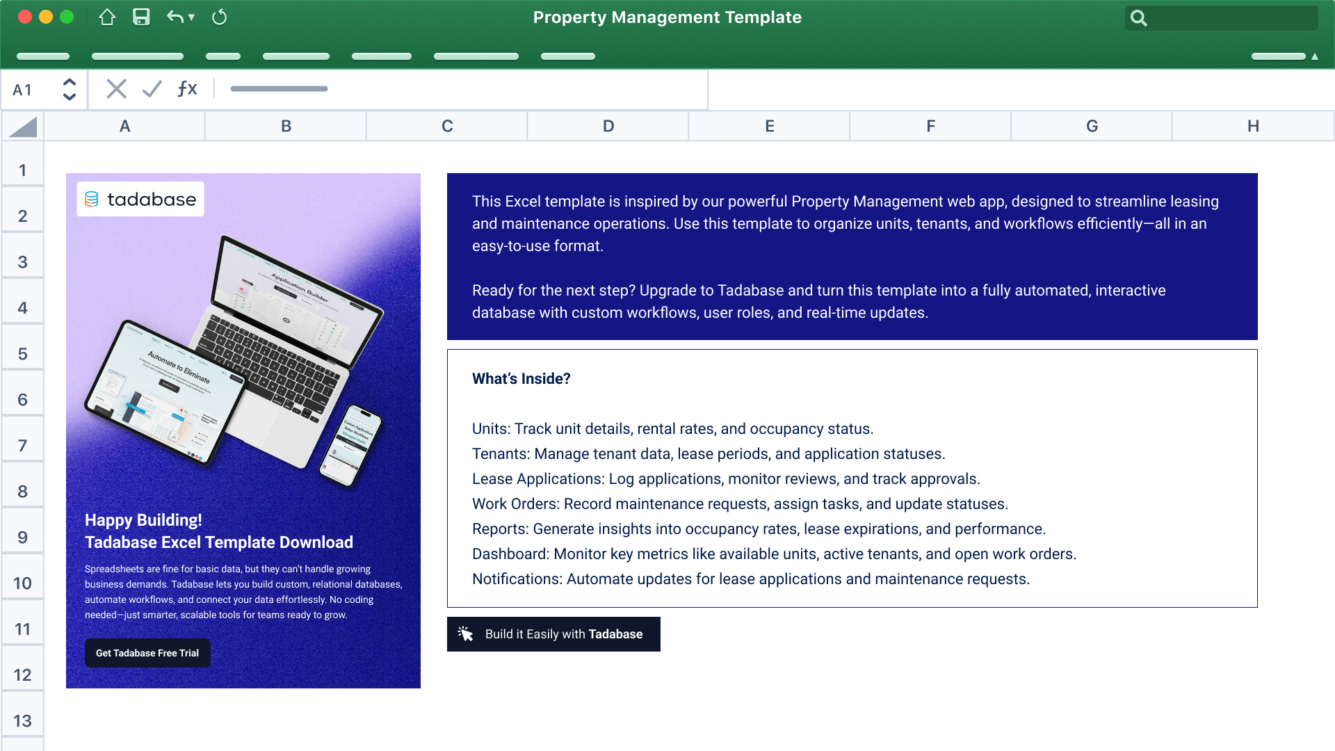 Property Management Spreadsheet Template