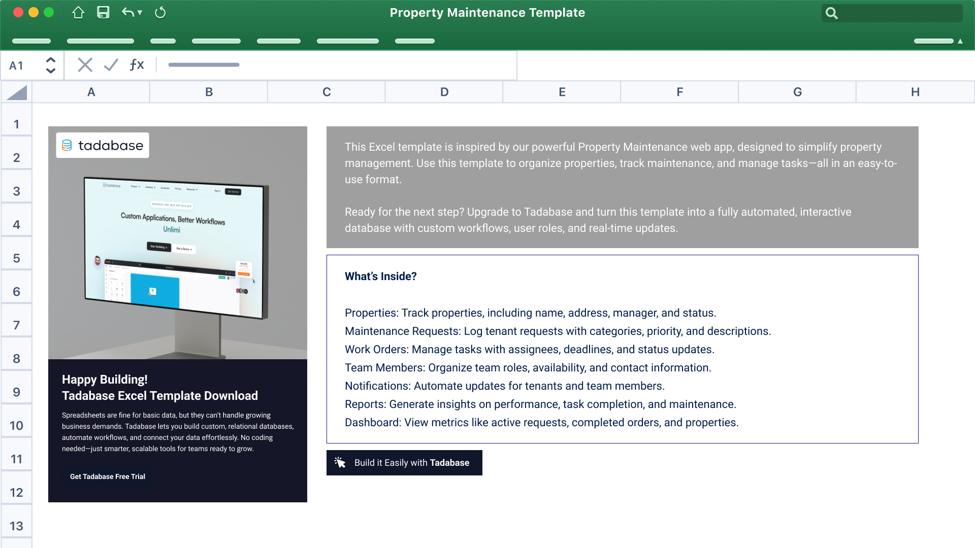 Property Maintenance Spreadsheet Template
