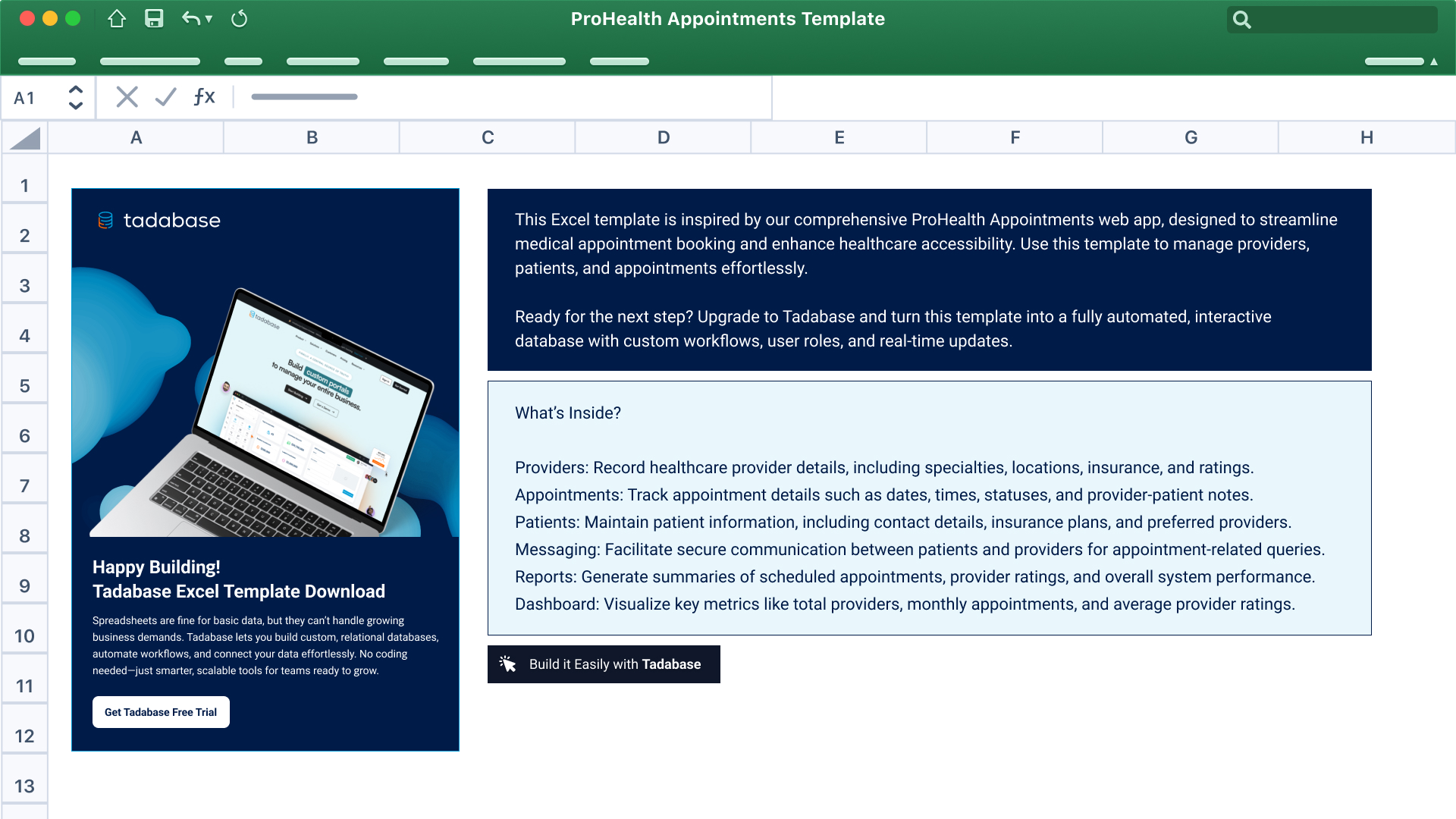 ProHealth Appointments Spreadsheet Template