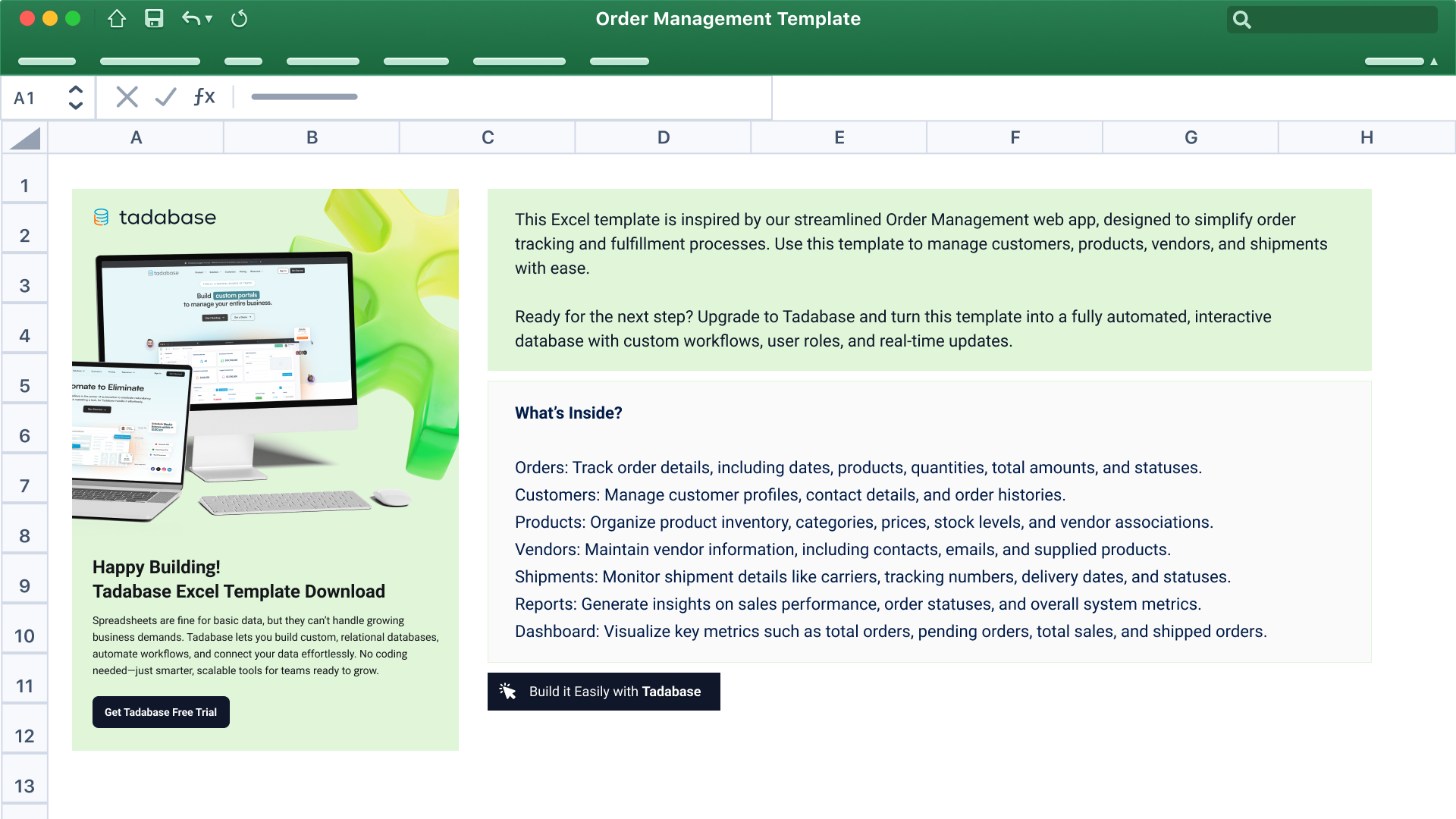 Order Management Spreadsheet Template