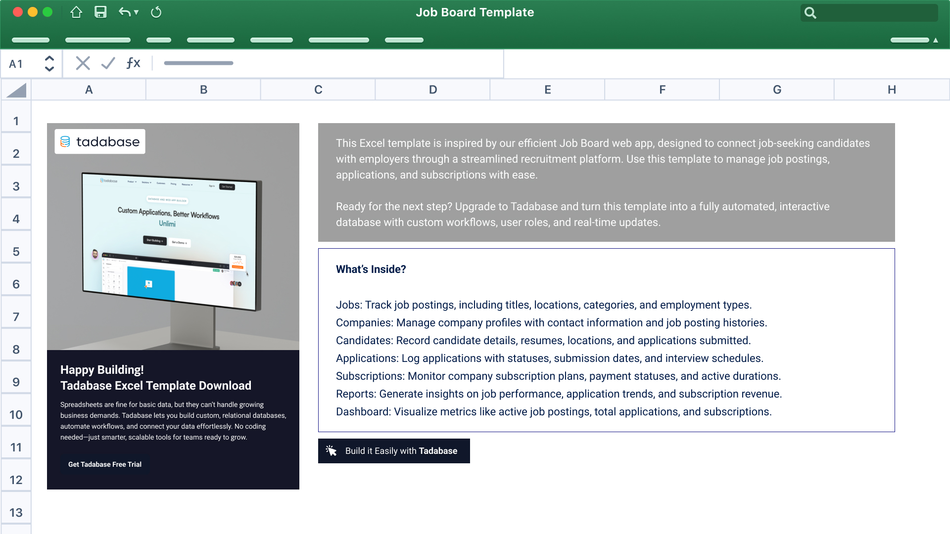 Job Board Spreadsheet Template