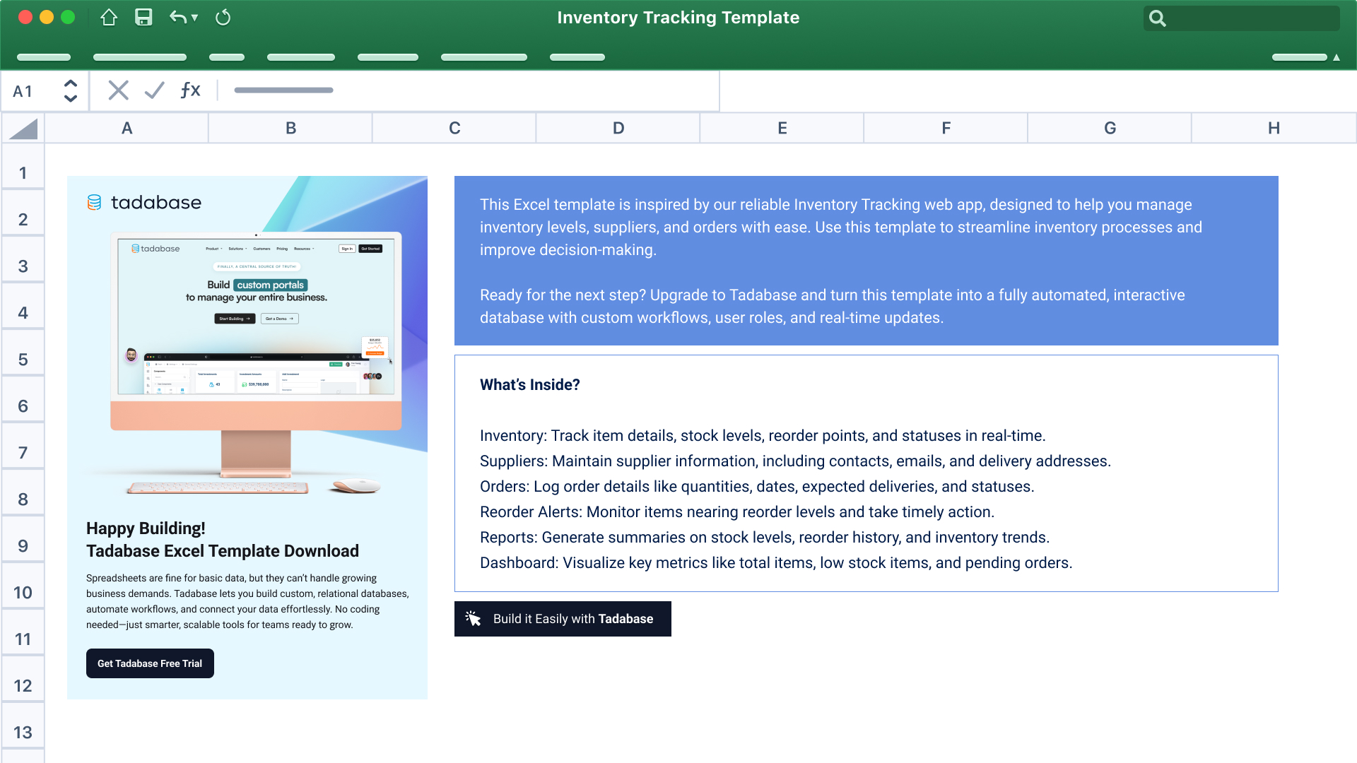 Inventory Tracking Spreadsheet Template