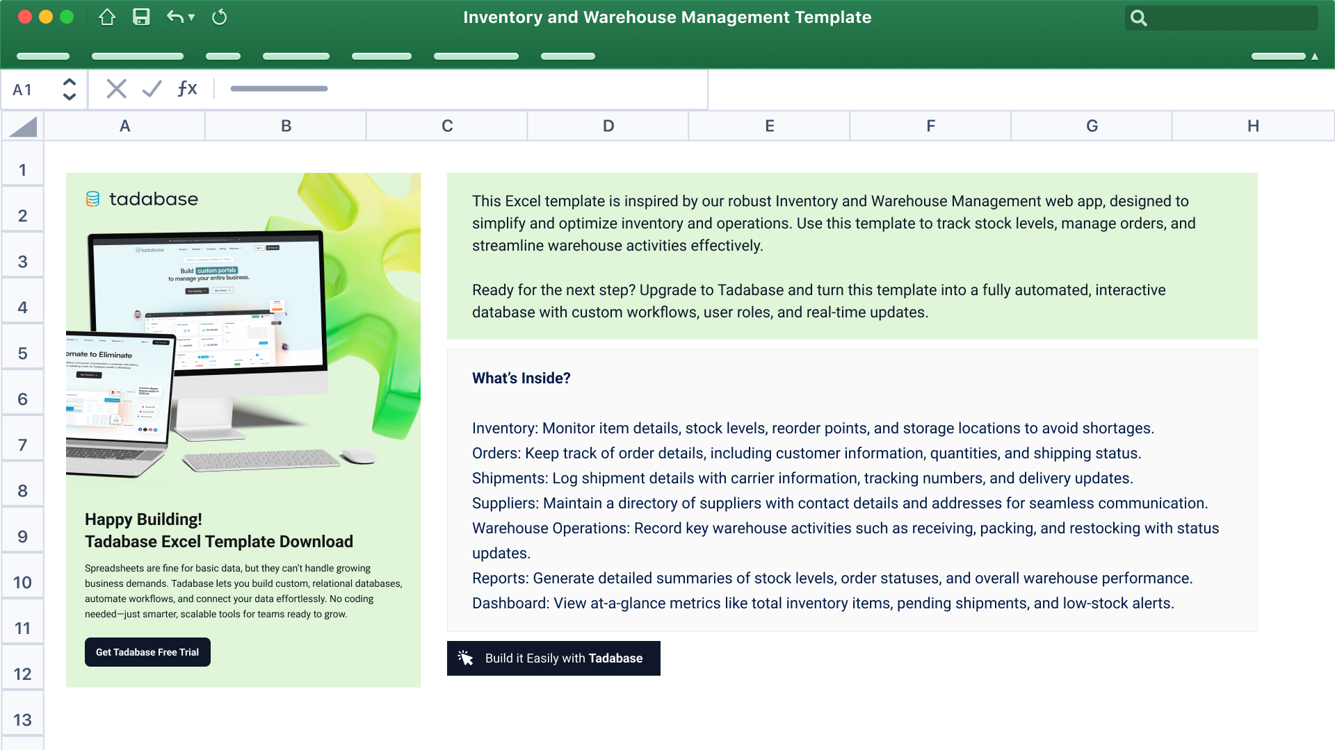 Inventory and Warehouse Management Spreadsheet Template