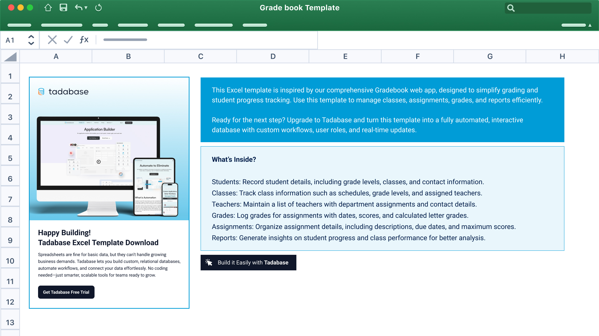 Gradebook Spreadsheet Template