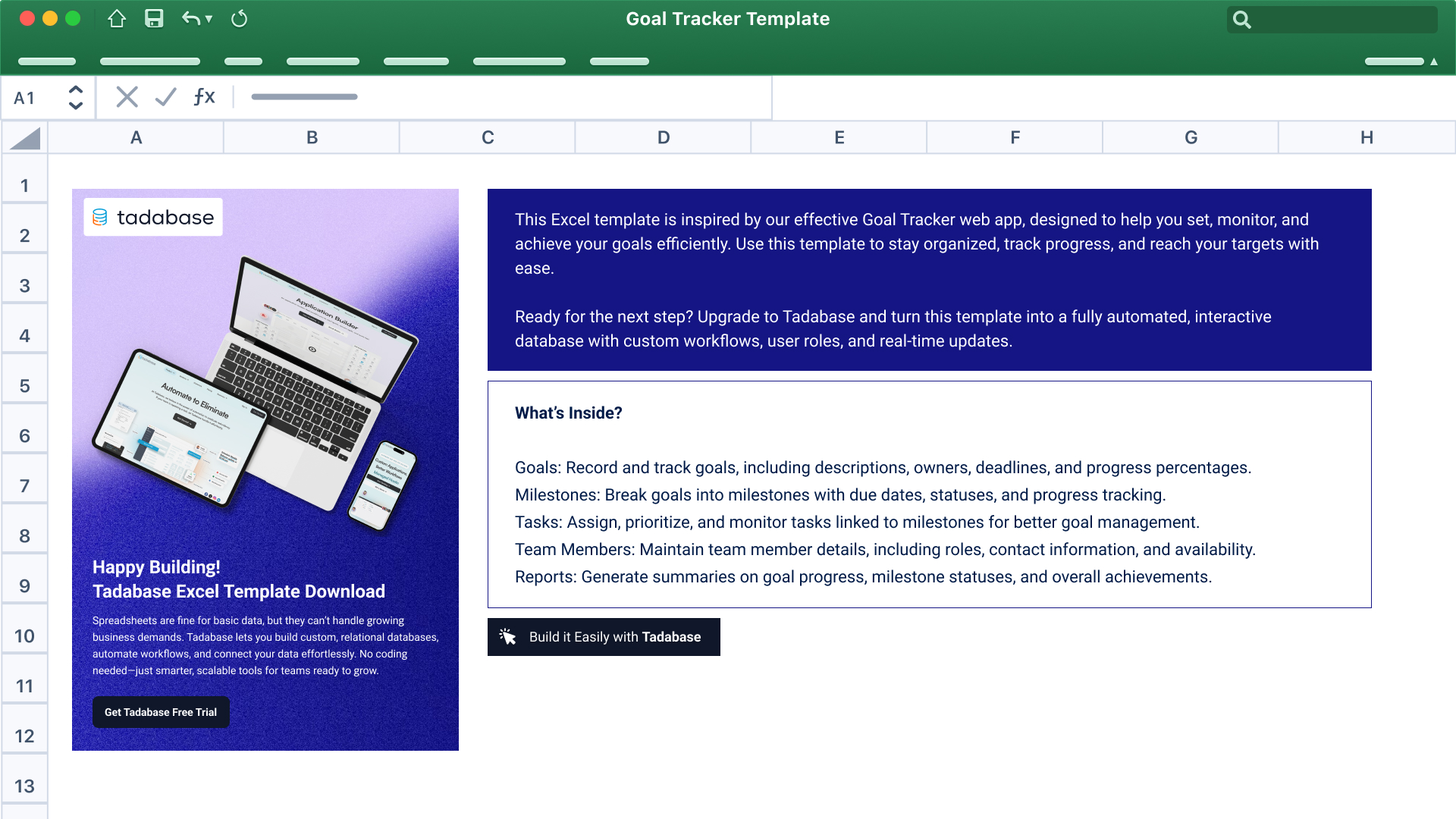 Goal Tracker Spreadsheet Template