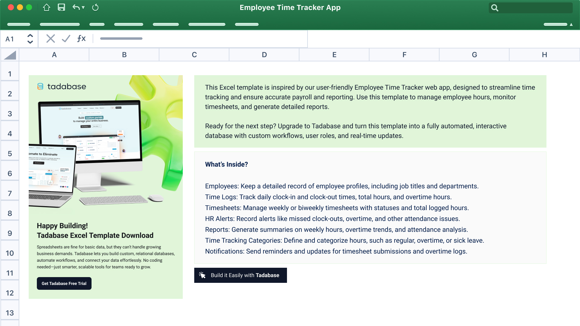 Employee Time Tracker Spreadsheet Template