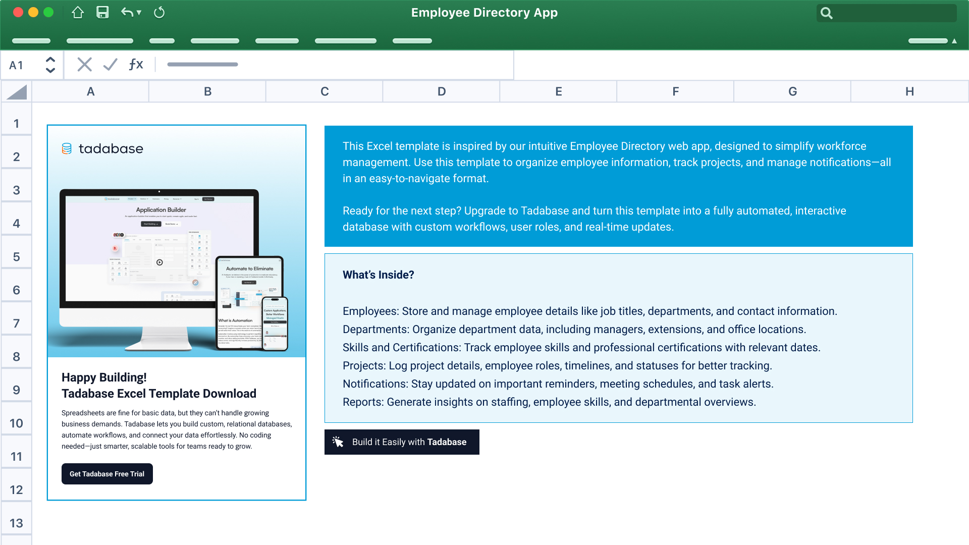 Employee Directory Spreadsheet Template