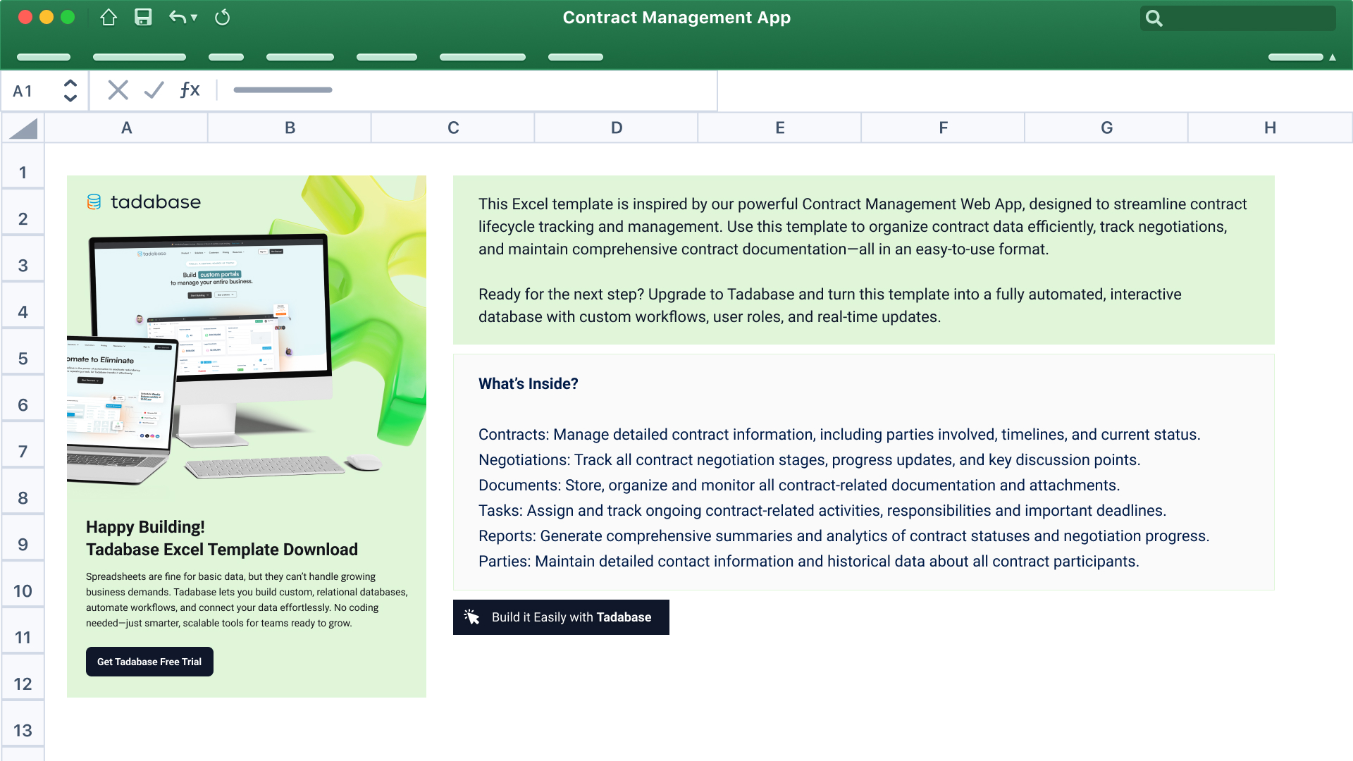 Contract Management Spreadsheet Template