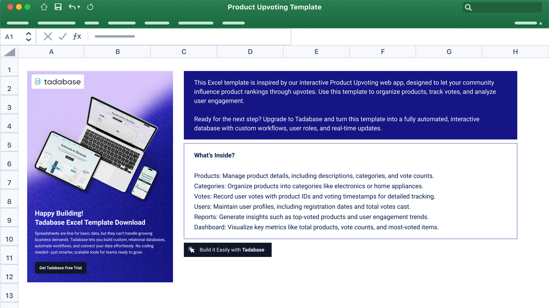Product Upvoting Spreadsheet Template