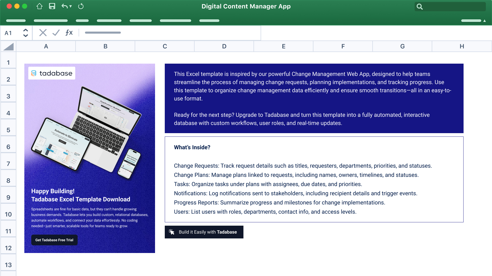 Change Management Spreadsheet Template