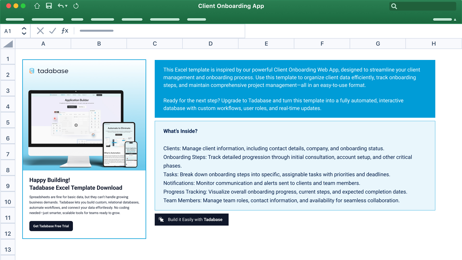 Client Onboarding Spreadsheet Template