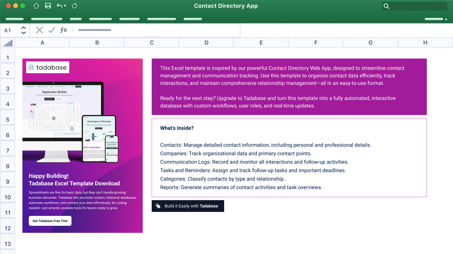 Contact Directory Spreadsheet Template